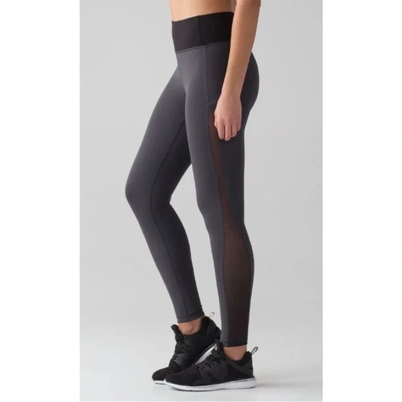 Lululemon Smooth Stride Blue Tied & Black Athletic Leggings 4 - Picture 1 of 7